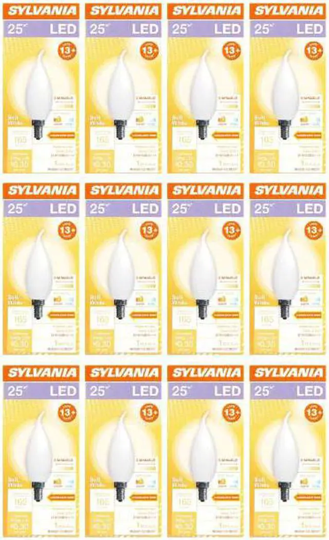 Alt view image 3 of 4 - (12 bulbs) Sylvania LED Frosted B10, Candelabra base, 25 watt equivalent, Dimmable, Soft White, 165 lumen LED Light Bulb