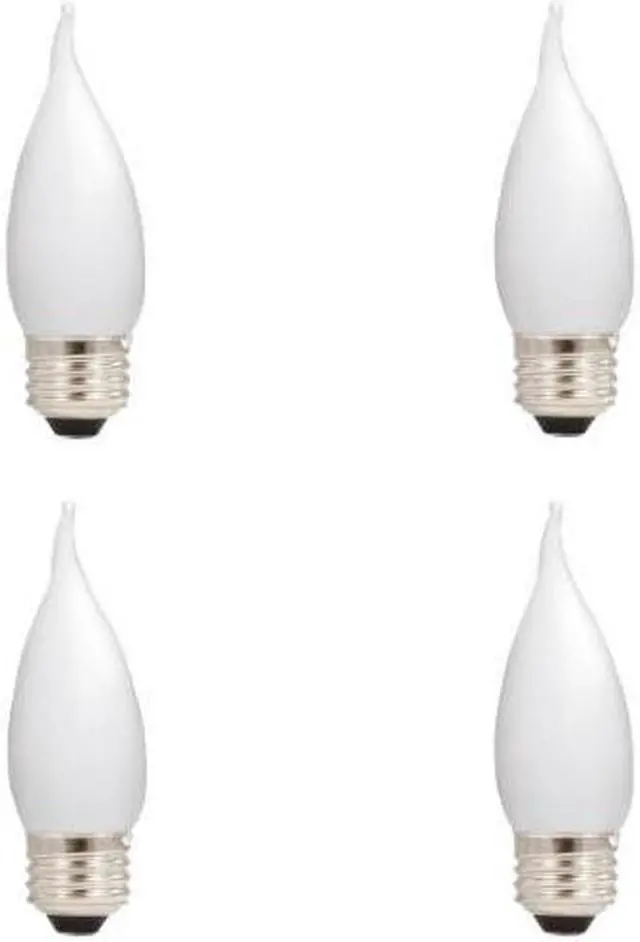 Alt view image 2 of 3 - (4 bulbs) Sylvania 40451 LED B10 Candle Flame Light Bulb, Medium Base, Frosted, Dimmable, Soft White, Indoor Outdoor Light Bulb