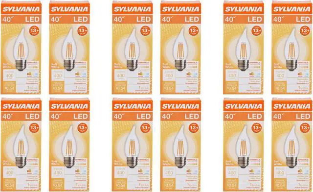Alt view image 3 of 4 - (12 bulbs) Sylvania LED Chandelier Light Bulb, B10, Medium Base, 40 watt equivalent, Dimmable, Soft White LED Light Bulb