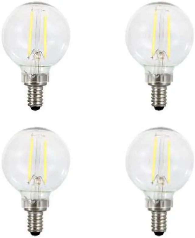 Alt view image 2 of 3 - (4 pack) Sylvania LED G16.5 Globe, 25 watt equivalent, Daylight, Dimmable, Indoor Outdoor, Candelabra base LED Light Bulb