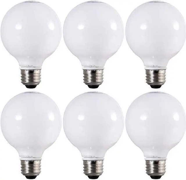 Alt view image 2 of 5 - (6 bulbs) Sylvania 40472 LED Frosted Glass Globe, 60 watt equivalent, G25 Medium Base, 500 Lumen LED Light Bulb, Made in the USA