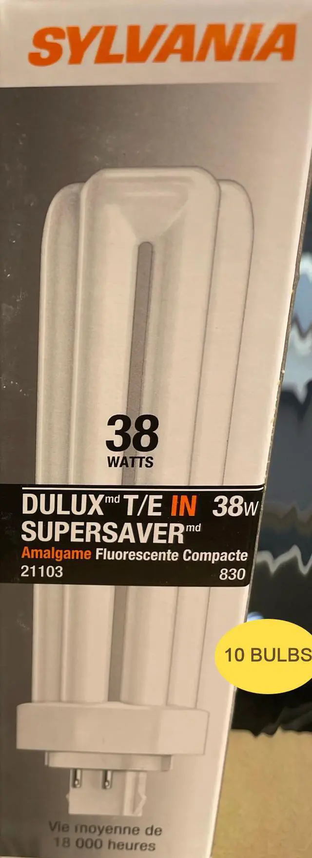 Alt view image 2 of 3 - (10 bulbs) Sylvania - 21103 - CF42DT/E/IN/38W/830/SS/ECO SuperSaver Eco Rapid Start Compact Fluorescent Biax DULUX