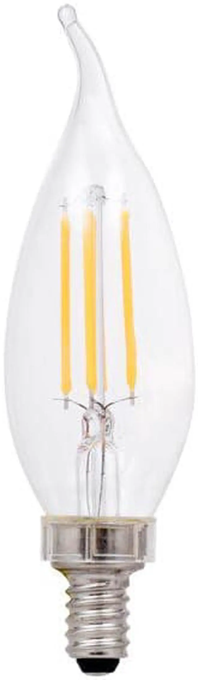 Alt view image 2 of 4 - (4 pack) Sylvania 40385 LED Candle Flame B10 Light Bulb, 40 watt equivalent, Indoor Outdoor, Dimmable, Candelabra Base, Soft White