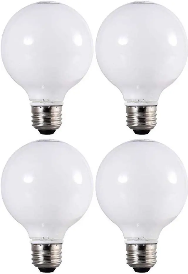 Alt view image 2 of 4 - (4 bulbs) Sylvania 40472 LED Frosted Glass Globe, 60 watt equivalent, G25 Medium Base LED Light Bulb Made in the USA
