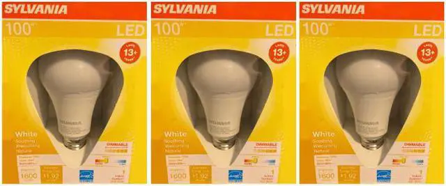 Main image of (3 bulbs) Sylvania LED 100 watt equivalent light bulb, A21, Dimmable, Indoor Outdoor, 1600 Lumens of Brilliance, LED Light Bulb