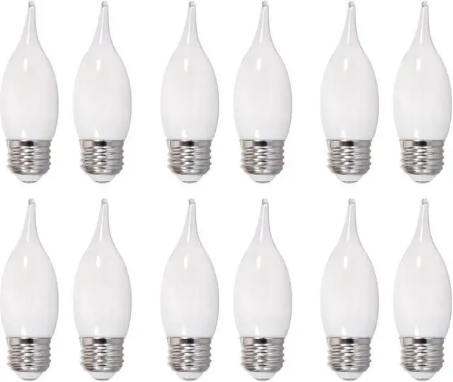 Main image of (12 bulbs) Sylvania LED Chandelier Light Bulb, 25 watt, Soft White, Dimmable, Medium Base, B10 shape, Frosted