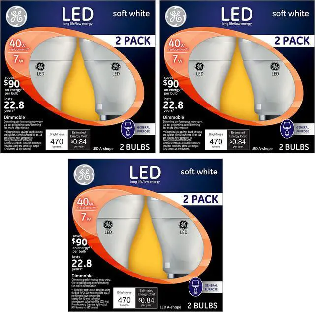 Main image of (6 bulbs) LED Soft White 40 watt replacement, medium base, dimmable, 470 lumen LED Light Bulb