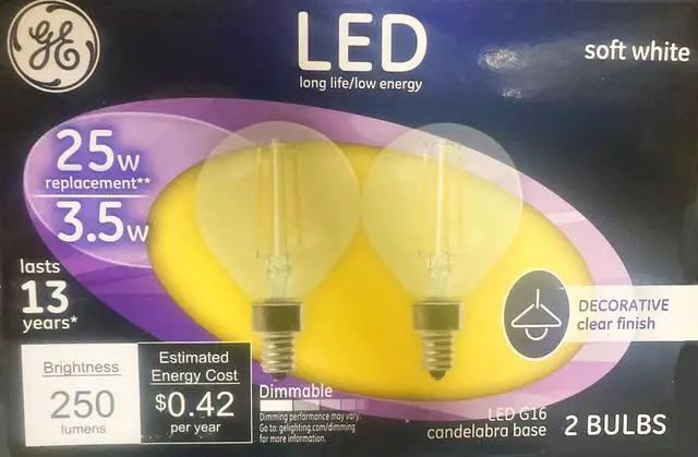 Alt view image 4 of 6 - GE Lighting 28297 Decorative Globe LED Light Bulbs, Candelabra Base, Soft White, Clear, 250 Lumens, 3.5-Wat - Quantity 1