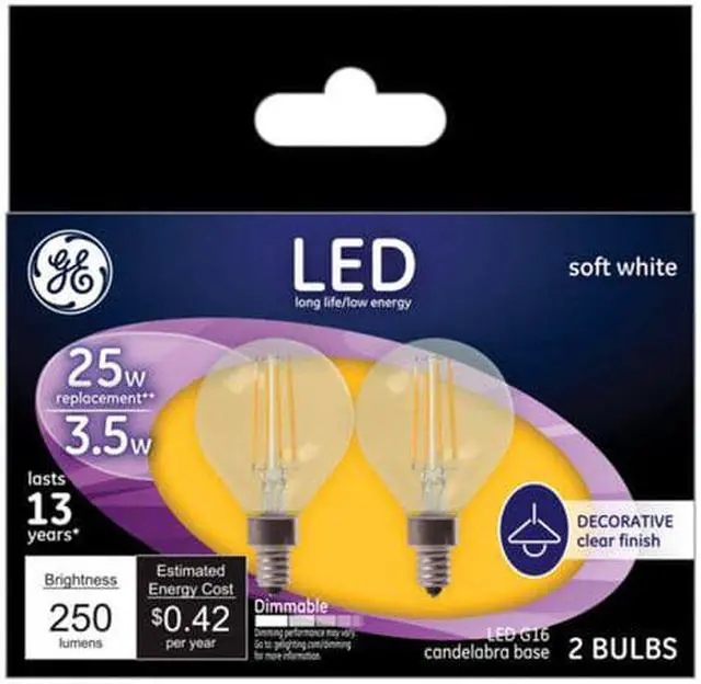 Alt view image 5 of 6 - GE Lighting 28297 Decorative Globe LED Light Bulbs, Candelabra Base, Soft White, Clear, 250 Lumens, 3.5-Wat - Quantity 1