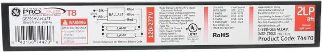 Main image of General Electric 74470 GE259MV-N-42T 2-Lamp Electronic Ballast, 120-277V, 50/60Hz