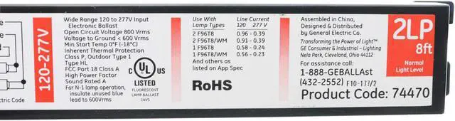 Alt view image 3 of 3 - General Electric 74470 GE259MV-N-42T 2-Lamp Electronic Ballast, 120-277V, 50/60Hz