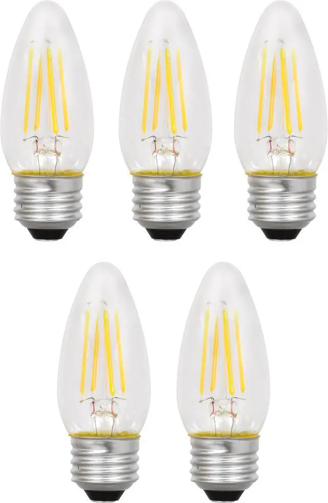 Alt view image 2 of 3 - (5 pack) Sylvania 79518 LED Decorative Light bulb, Soft White, B10 shape, 40 watt replacement, 450 lumens