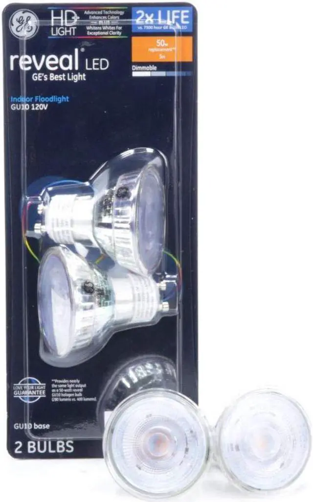 Main image of GE Reveal 50-Watt EQ LED GU10 Color-Enhancing 34045 Dimmable Flood Light Bulb (2-Pack)