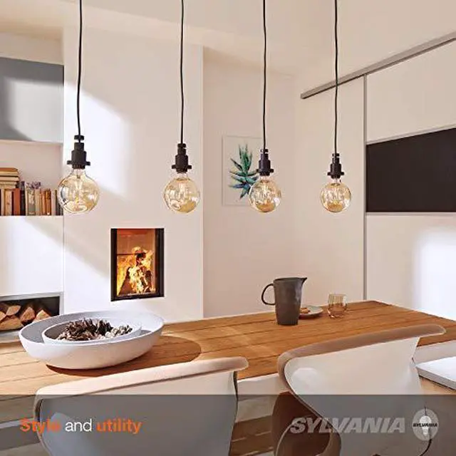 Alt view image 4 of 7 - (6 bulbs) SYLVANIA LED Vintage G25 40W Equivalent, Efficient 4.5W, E26 Medium Base, Dimmable 2175K Amber Glow Light Bulb