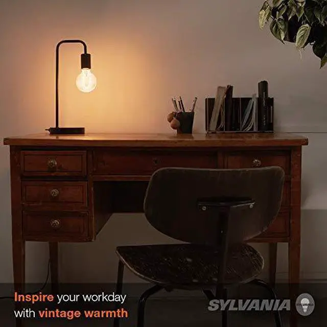 Alt view image 5 of 7 - (6 bulbs) SYLVANIA LED Vintage G25 40W Equivalent, Efficient 4.5W, E26 Medium Base, Dimmable 2175K Amber Glow Light Bulb