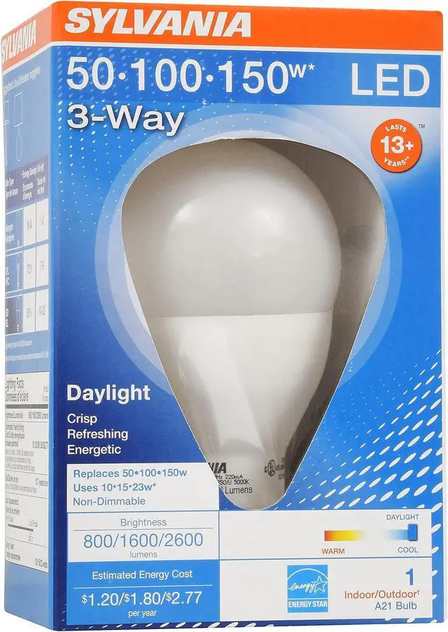 Alt view image 4 of 6 - Sylvania 79770 - LED23A21/3WAY/O/850/U/B A21 A Line Pear LED Light Bulb