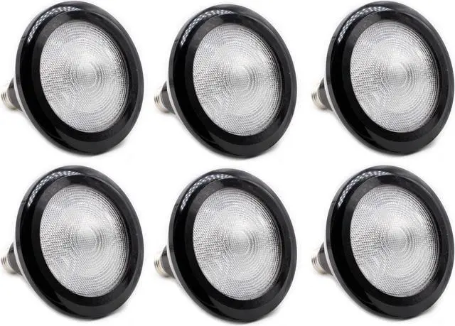 Main image of (6 bulbs) GE 50630 low glare LED PAR30, 12 watt, black, Dimmable, Visual Comfort Lens, 40 degree flood LED light bulb, 850 lumens, 2700K warm white