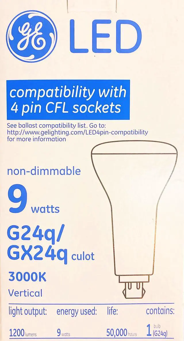Alt view image 5 of 6 - GE LIGHTING LED9G24Q-V/830 LED Lamp,PL Vertical,3000K Bulb Color
