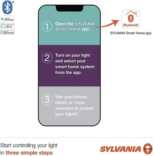 Alt view image 3 of 7 - Sylvania Smart+ LED Smart Bluetooth A19 light Bulb, Seamless Setup, Works with Google, alexa, AppleHomeKit, No hub required, 2700K, LED bulb