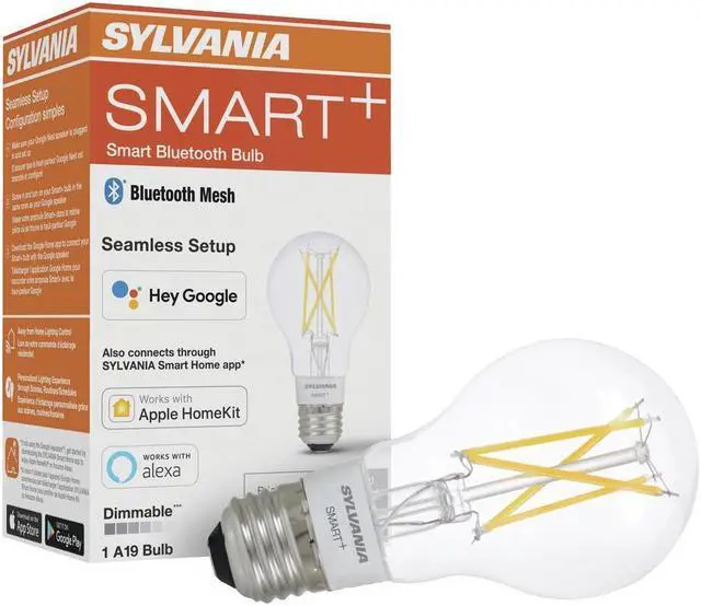 Alt view image 6 of 7 - Sylvania Smart+ LED Smart Bluetooth A19 light Bulb, Seamless Setup, Works with Google, alexa, AppleHomeKit, No hub required, 2700K, LED bulb