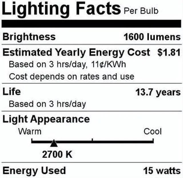 Alt view image 3 of 4 - (2 bulbs)GE brightstik 15 watt LED, medium base,  1600 lumens LED Bright Stik, 2700K Warm white