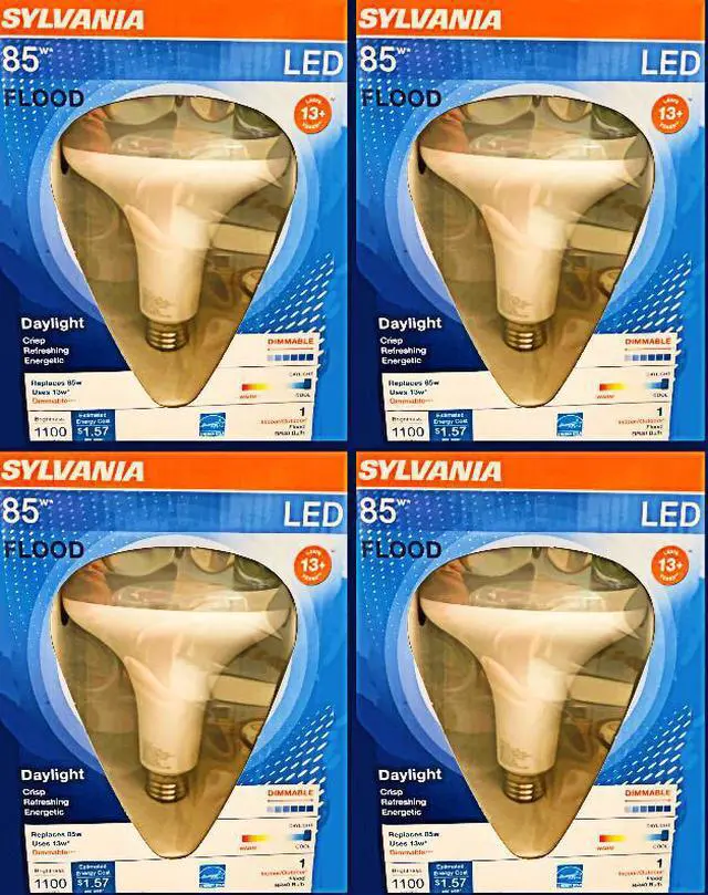 Main image of (4 bulbs) Sylvania 74788 LED BR40 Flood Light 85 watt equivalent Dimmable 1100 lumens, Daylight, Indoor Outdoor, LED Light Bulb