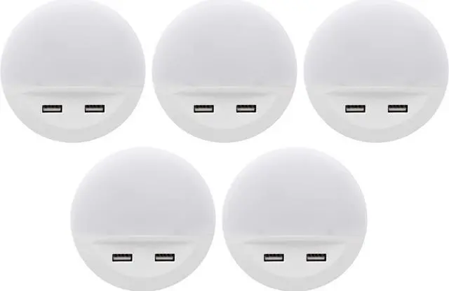 Alt view image 2 of 7 - (5 pack) SYLVANIA LED Night Light with Dual USB Ports, Automatic Dusk to Dawn sensor, plug-in LED NightLight
