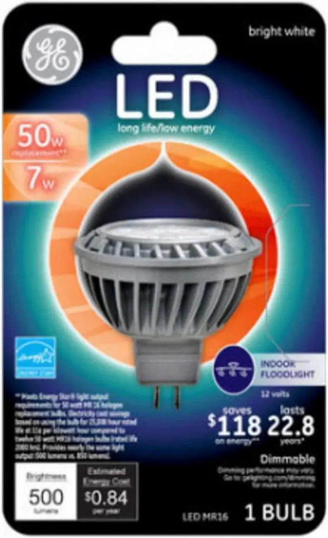 Alt view image 3 of 4 - GE Lighting 93095551 LED Flood Light Bulb, Bright White, Clear, MR16, 500 Lumens, 7-Watts - Quantity 1