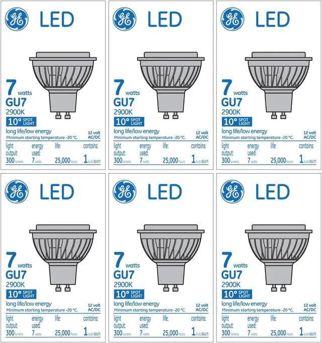 Main image of Ge 42341 Led GU7 Bulb, 12Volts AC/DC 7 watts 2900K 300 Lumens (pack of 6)