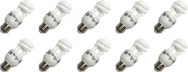 Main image of (case of 10) GE 42171 T3 Spiral CFL, Self-Ballasted, Medium Screw (E26) Base, 40 watt equivalent, Cool White, 9 watts, 520 lumens Compact Fluorescent Light Bulb