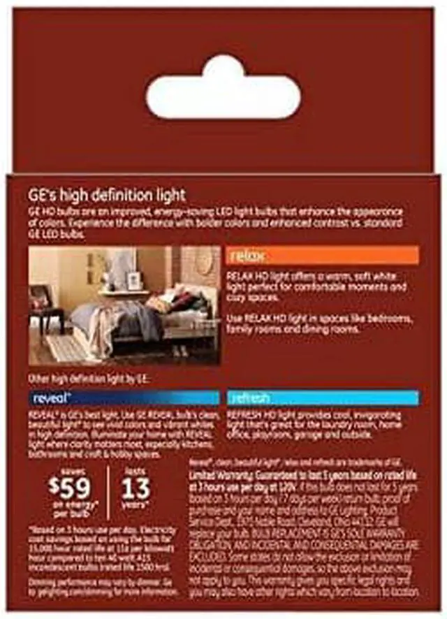 Alt view image 3 of 4 - (case of 12 bulbs) GE Relax LED 40 Watt Equivalent, Dimmable, Warm White A15 LED Light Bulb Candelabra base