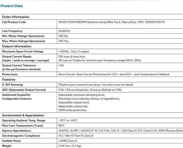 Alt view image 3 of 3 - Philips Advance Xitanium XI025C100V036DSM1 LED Electronic Driver, 25 watt, 0-10v Dimming, SimpleSet Programmable, Bottom Entry