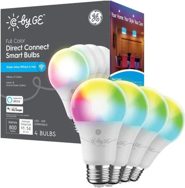 Alt view image 4 of 7 - C by GE 93128983 Full Color Direct Connect Smart Bulb (4 LED A19 Bulbs)