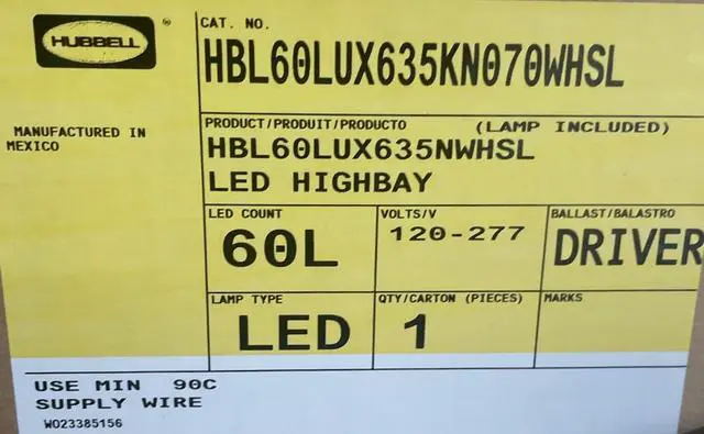 Alt view image 3 of 4 - Hubbell Industrial Lighting HBL Highbay Series for Severe Location, HBL-60LU-X6-35K-N-070-WH-SL, 60 LED count, universal 120-277V, 3500K, Narrow, White, translucent white Sag Lens