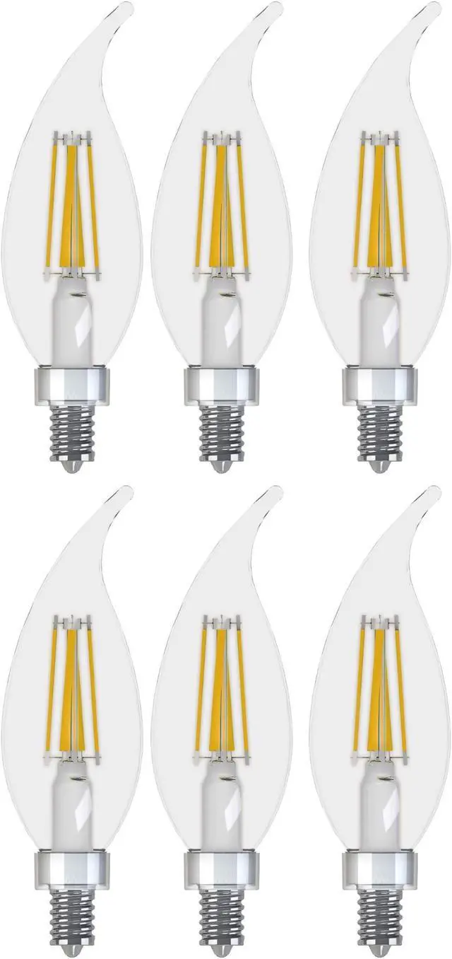Alt view image 2 of 7 - (6 bulbs) GE Lighting 36893 relax LED Chandelier Light Bulb, Dimmable, Clear Decorative 4 watt (40-Watt Replacement), 300-Lumen Candelabra Base Bent Tip, Soft White LED Light Bulb