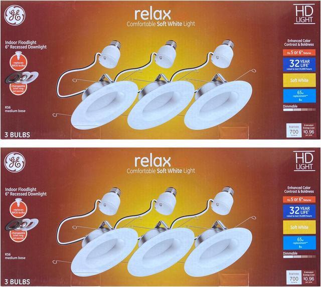 Alt view image 2 of 5 - (6 lamps) GE LIGHTING 47697 relax HD LED Light Bulbs, 6 inch recessed downlight, Soft White, 8 Watt, 700 Lumens, Indoor Floodlight