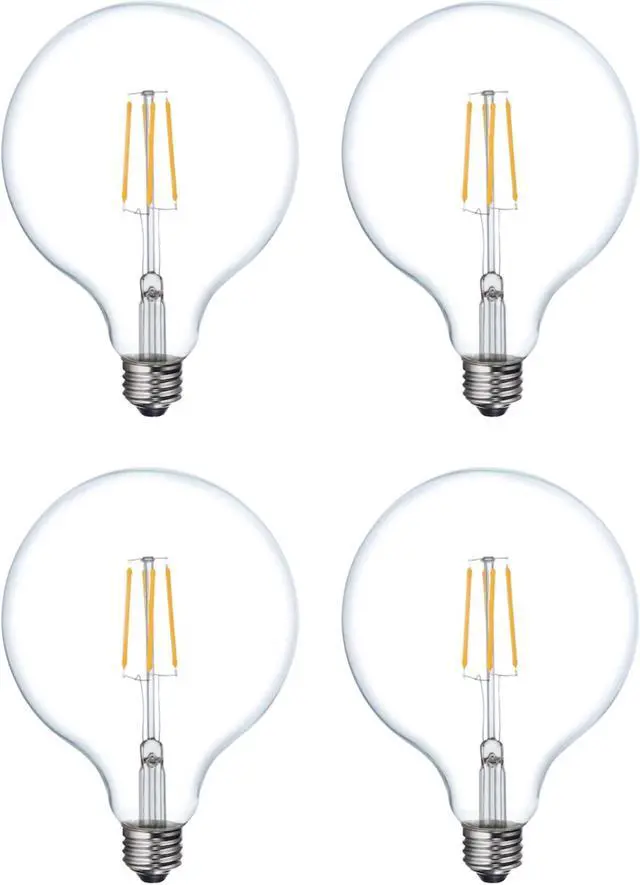 Alt view image 2 of 5 - (4 bulbs) GE 41857 relax LED G40 Globe HD Light, 60 watt replacement using only 6 watts, 500 lumens, soft white, dimmable LED Light Bulb