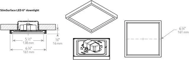 Alt view image 2 of 2 - Lightolier S6S830K10AL  SlimSurface LED Surface Mount Light Fixture, 6 inch square luminaire, 3000K, Aluminum finish, 80CRI, 1000 lumens, Wet locations, 6x6 surface mount