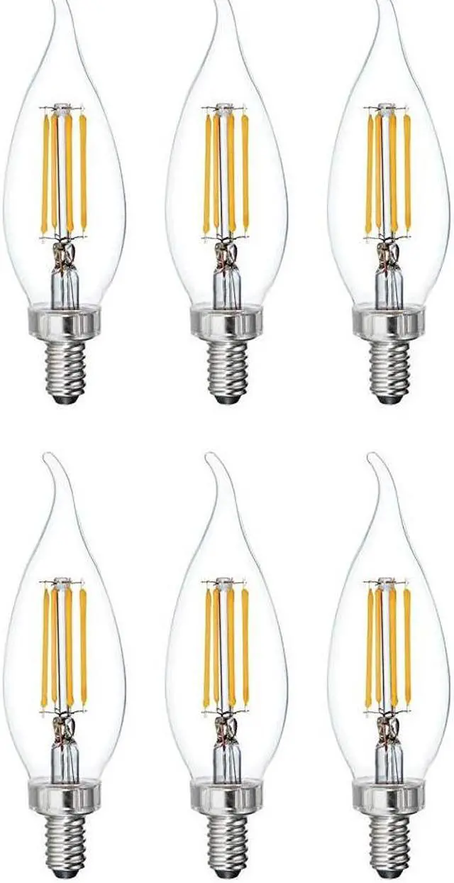 Alt view image 2 of 4 - GE Relax 6-Pack LED Decorative 60 watt Equivalent, Dimmable Soft White CA12 LED Light Bulbs Decorative Candelabra Antique
