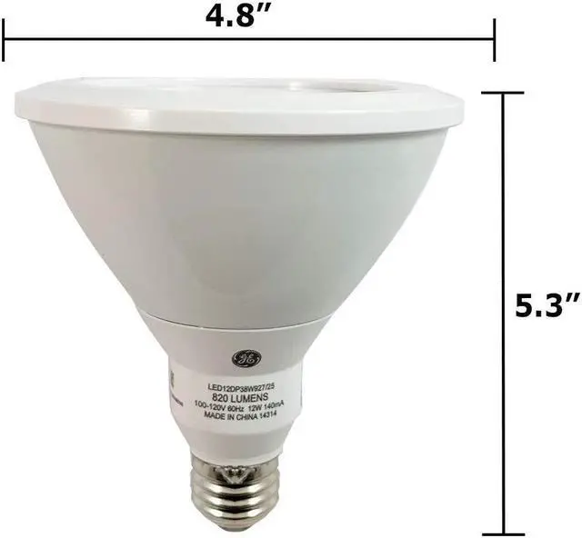 Alt view image 6 of 7 - GE 12w PAR38 Dimmable LED Narrow Flood 25 Warm White 2700k Low Glare Light Bulb