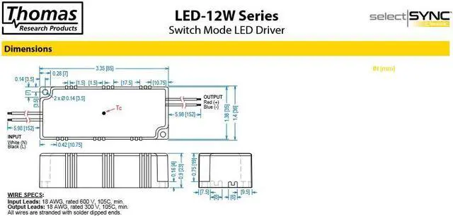Alt view image 3 of 3 - Hubbell Thomas Research Products  Switch Mode LED Driver LED12W-24-C0500 Constant Current 12 watt series