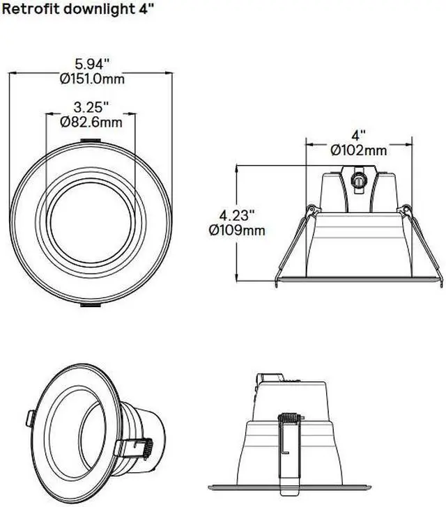 Alt view image 2 of 2 - Philips Lightolier Commercial/Residential retrofit LED Downlight adjustable lumens and CCT, 4 inch round, 0-10V Dimming, 3000K/3500K/4000K field selectable color temp, 120/347V, White LED Luminaire