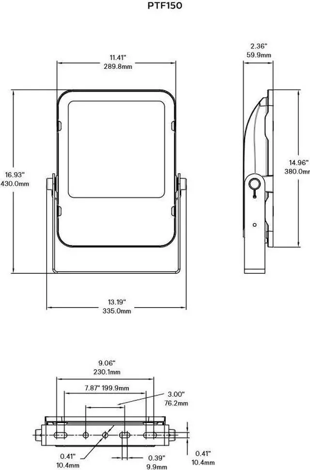 Alt view image 2 of 2 - Philips LED Slim Flood light, 150 watt, 4000K Cool White, 18600 Lumens, Security and General Purpose Area Light, Yoke mount, bronze finish