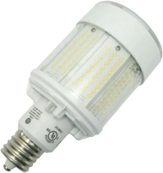 Main image of GE 93101396 LED omni directional corn cob, 250 watt equivalent LED115ED28/740/347/480 HID replacement, EX39 Mogul base, 4000K, 18000 lumens, high voltage 347-480V Type B Ballast Bypass LED corncob