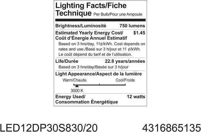 Alt view image 2 of 3 - GE Lighting 65135 Energy Smart LED 12-Watt (60-watt replacement) 750-Lumen PAR30 Spot Light Bulb with Medium Base, 1-Pack