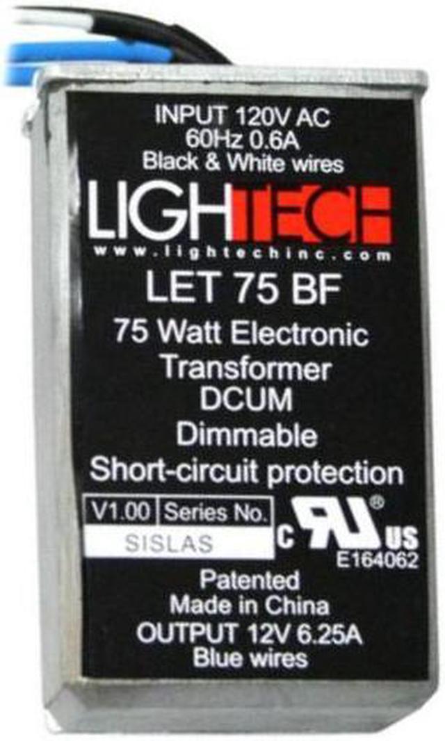 GE Lightech 66946 Electronic Transformer DCUM, Dimmable, Bottom Feed, 12  volt 75 watt Output, 120 volt input, LET 75BF 
