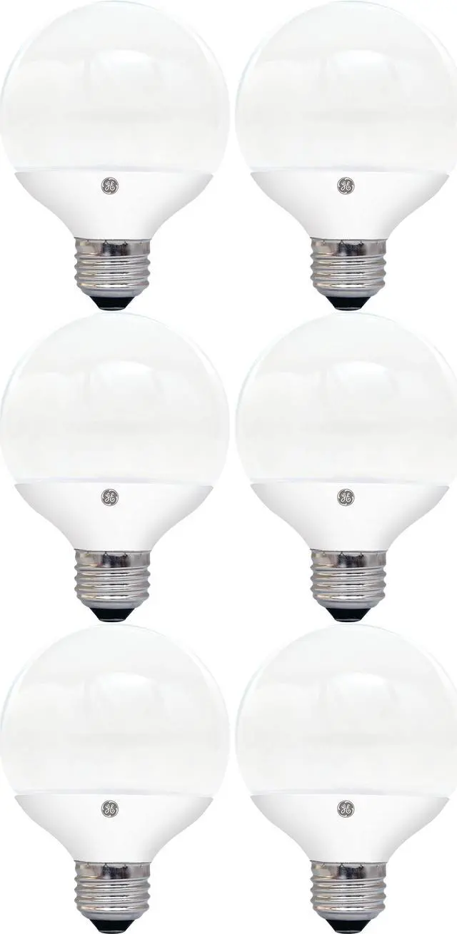 Alt view image 2 of 3 - (6 bulbs) GE 37194 LED G25 Globe, 5 watts, 350 lumens, daylight LED light bulb, medium base, frosted finish