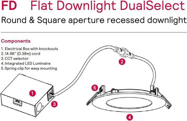 Alt view image 4 of 5 - Philips Lightolier Flat LED Downlight Round 4 inch, Selectable Lumens and Selectable Color Temp, 0-10V Dimming, FD4RSLMZ10SCTUW, Title 24 Compliant LED Luminaire