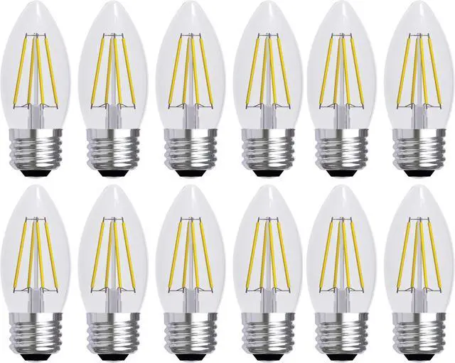 Main image of (case of12 bulbs) GE 23336 LED Blunt Tip Decorative Light Bulbs, BM, 5 Watt (60 Watt Replacement), 500 Lumen, Soft White, Clear, Medium Base, Dimmable Chandelier LED Light Bulbs