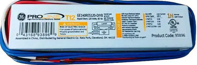 Alt view image 2 of 2 - (case of 6) Ge 93896 ProLine T12 1-bulb Residential/Commercial Fluorescent Light, Electronic Rapid Start Ballast, one lamp T12